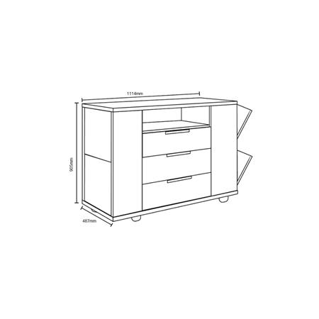 Cómoda 3 Cajones con Zapateras Doble + Estante 94x111.5x48cm Pino Cascina Delos