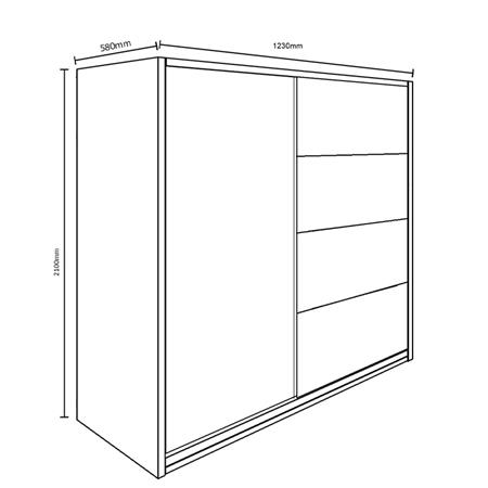 Placard 2 Puertas Corredizas 2 Cajones con Espejos 210x123x58cm Pino Cascina Delos
