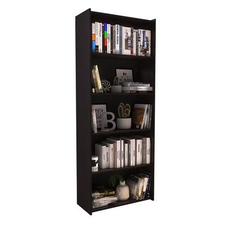 Biblioteca 5 Estantes 180x71x29cm Roble Termo Negro Delos