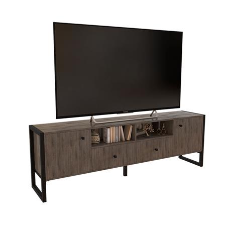 Rack Industrial Para Tv de Hasta 65" 2 Puertas 2 Cajones Roble Denver Grafito Delos