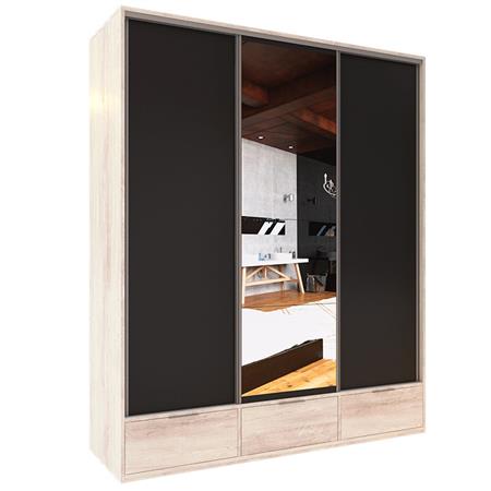 Placard 3 Puertas Corredizas 2 Cajones Pino Cascina Gris Sombra Delos