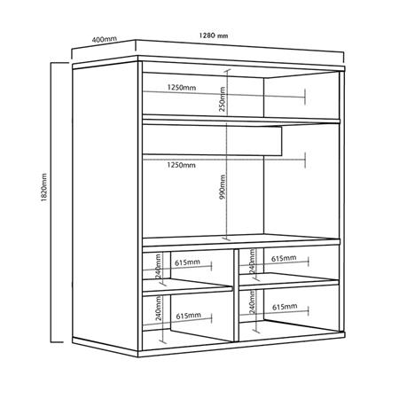 Rack para Tv hasta 55" con Estantes Nebraska Negro Delos