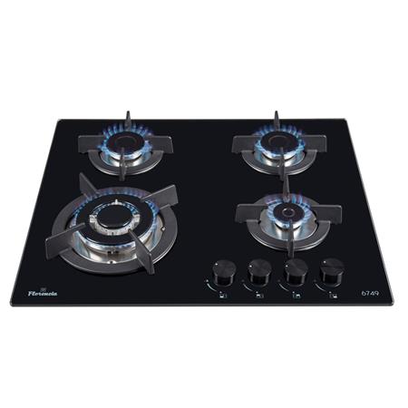 Anafe a Gas Florencia 4 Hornallas Triple Corona Vidrio Negro Encendido
