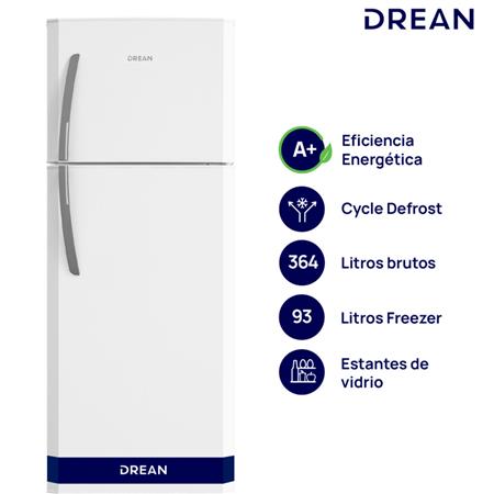 Heladera con Freezer Drean 364L Cíclica Blanca HDR370F50B.