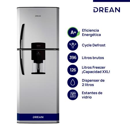 Heladera con Freezer Drean 396L Estantes Vidrio A+ Silver HDR400F41S