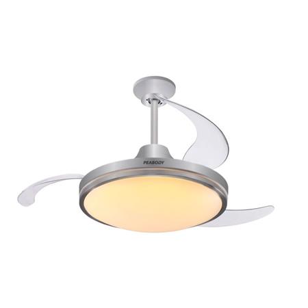 Ventilador de techo Retráctil Peabody 42" 72w Silver 3 Tipos de Luz PE-VTRDC425S