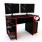 Escritorio Gamer Delos 120cm Con 4 Estantes Negro y Rojo