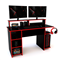 Escritorio Gamer Delos 140cm con Alzada y Estantes Negro y Rojo