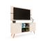 Rack con Panel para Tv hasta 42" 2 Puertas Estantes Fineline Crema Delos